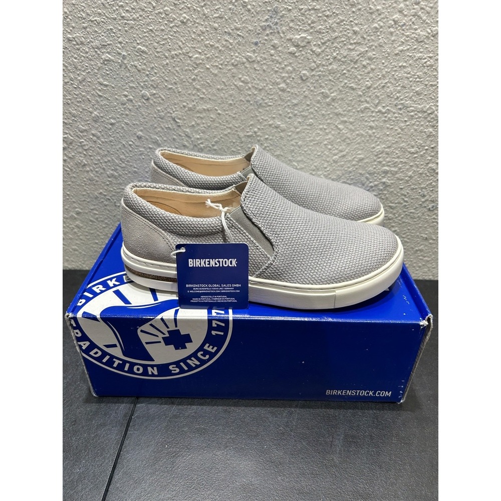Birkenstock Barrie Slip On Sneaker Womens 38 L7 Grey Textile Suede New - Picture 5 of 10